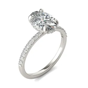 Oval Custom Hidden Halo 1/2 Eternity Engagement Ring image, 